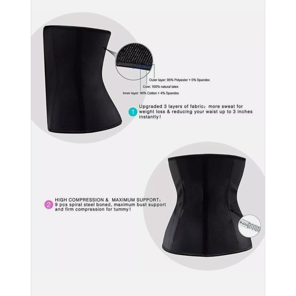 NEW Yianna Waist Trainer Underbust Latex Sport Girdle Corset XS - Picture 5 of 13